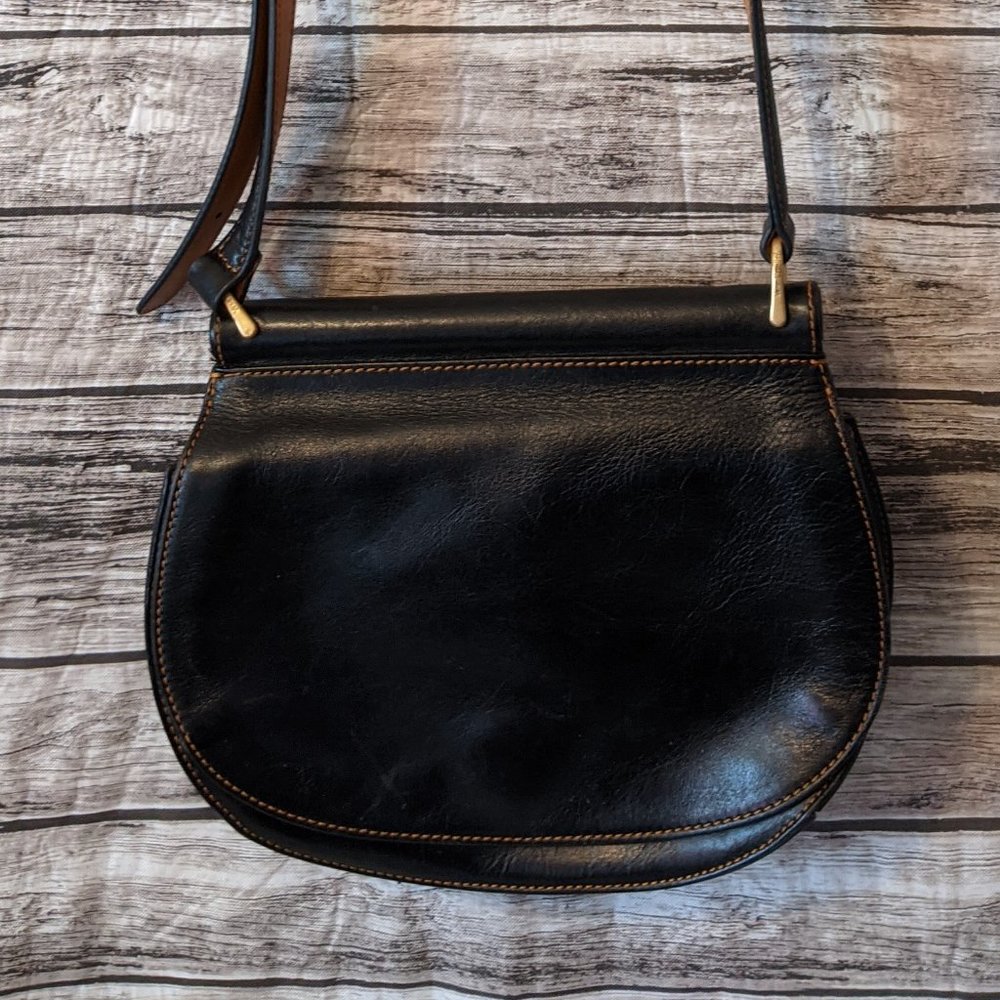 Vera Bradley Black Leather Sidesaddle Crossbody